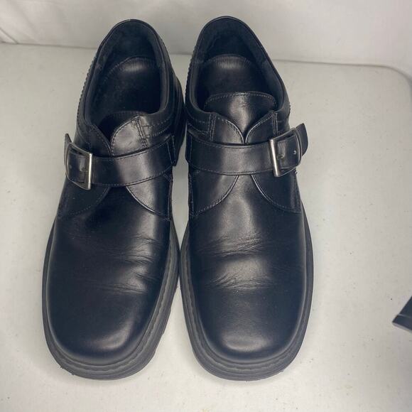 Men's Clarks Made In Italy Leather Black Dress Shoes Buckle Square Toe Size 10.5 - Picture 5 of 16